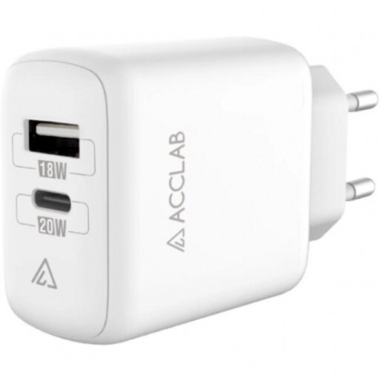 CHARGER ACCLAB AL-TC220 USB/TYPE-C WHİTE